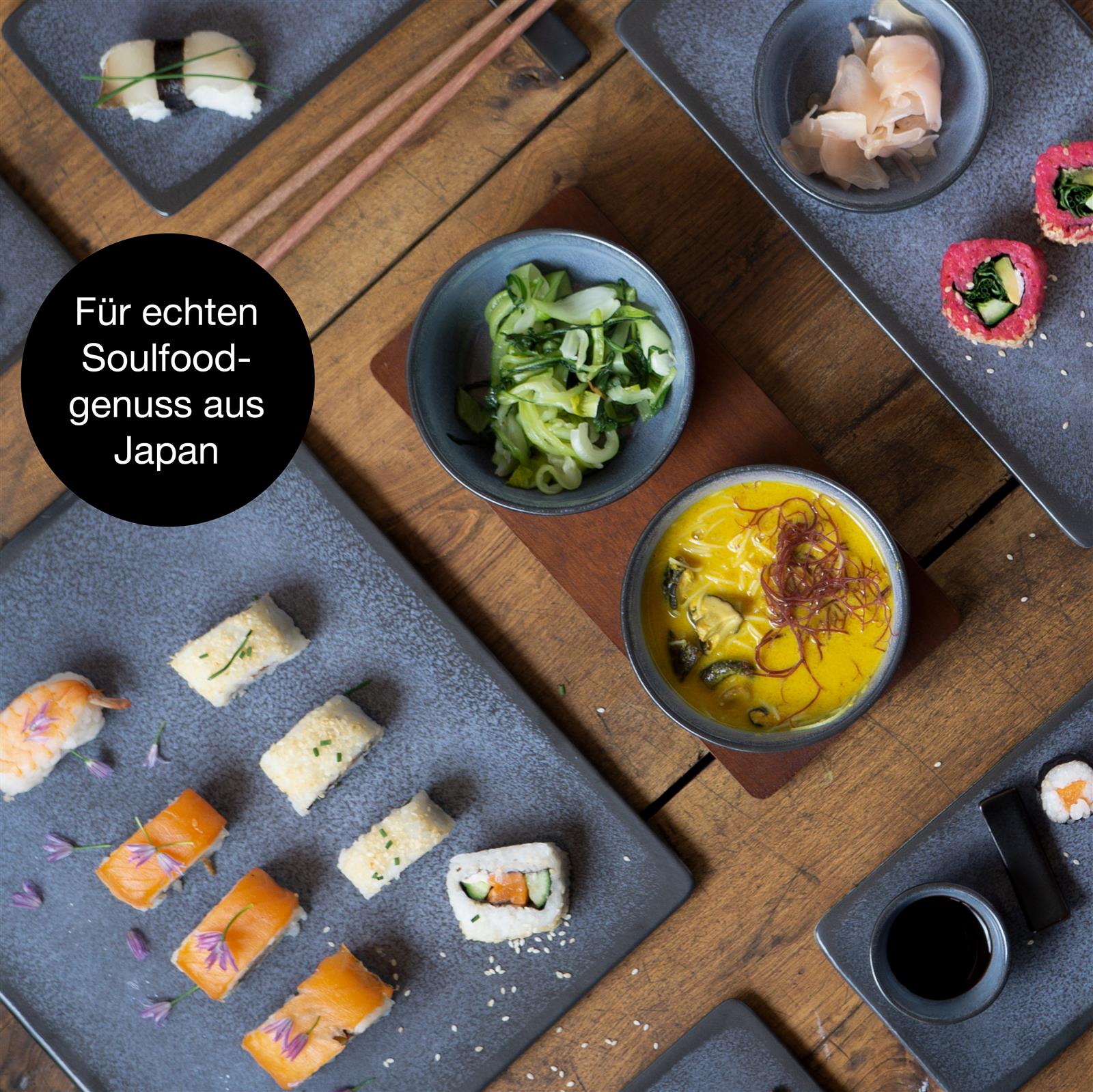 VIDA 29tlg Sushi Teller blau Asia Geschirr Set