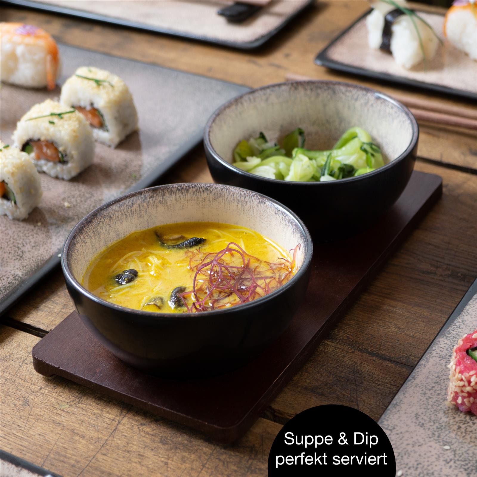 VIDA 29tlg Sushi Teller beige Asia Geschirr Set