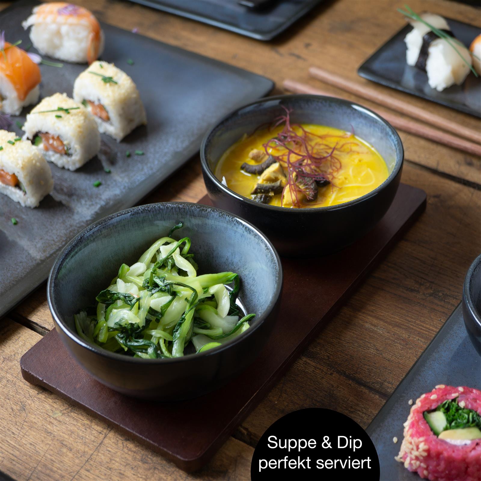 VIDA 29tlg Sushi Teller blau Asia Geschirr Set