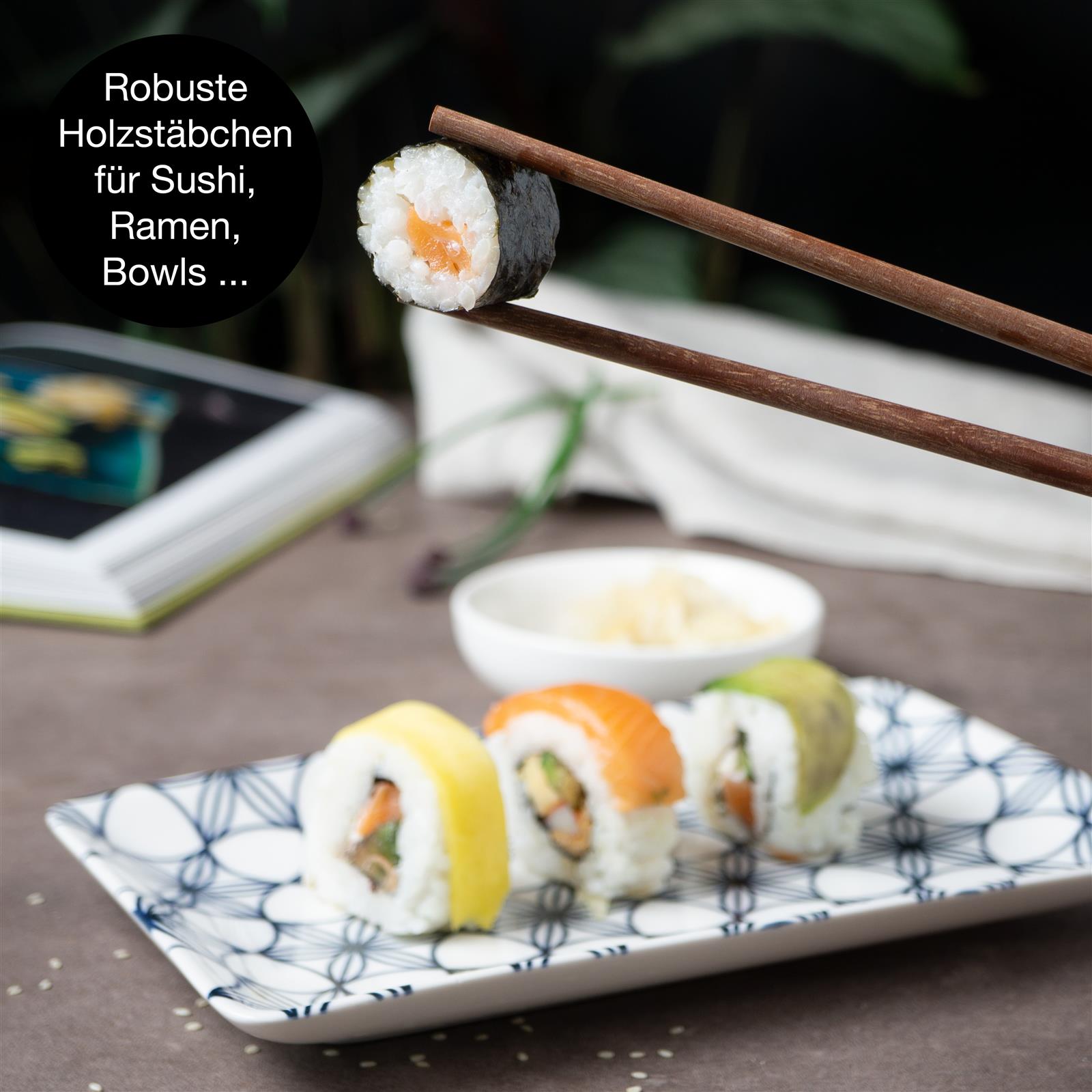 Sushi Set 10tlg blaue Blumen