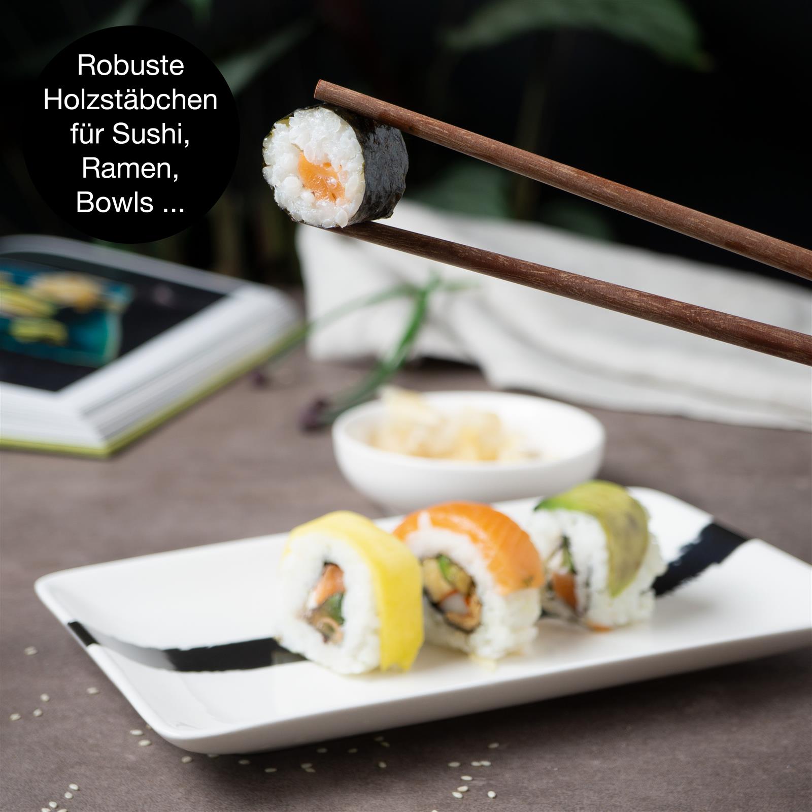 Sushi Set 10tlg Pinselstrich schwarz