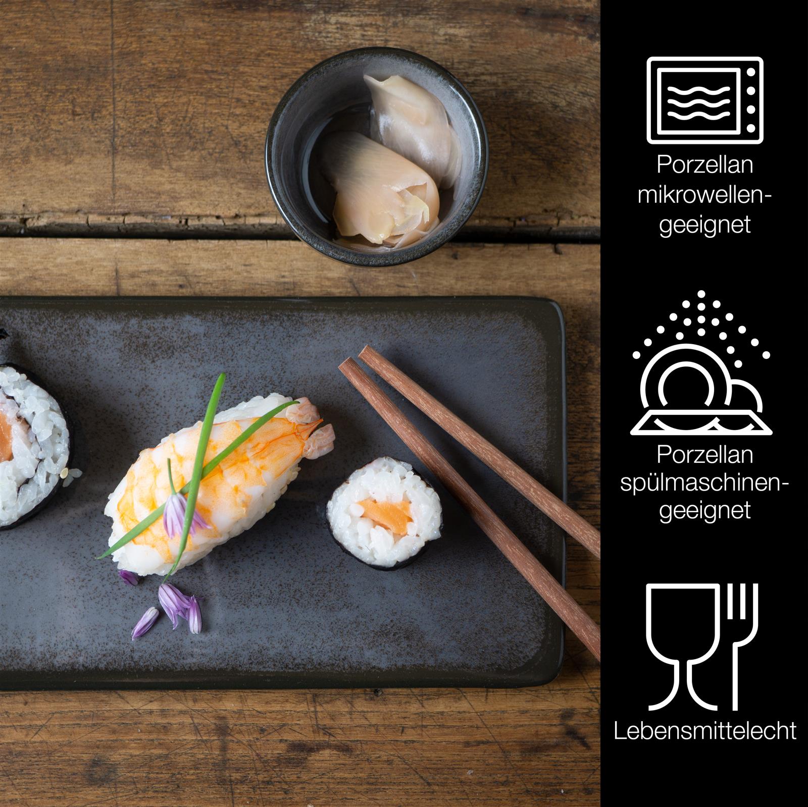VIDA 10tlg Sushi Teller anthrazit Asia Geschirr Set