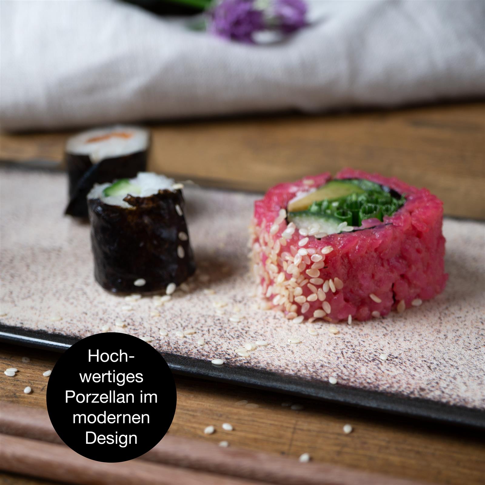 VIDA 10tlg Sushi Teller beige Asia Geschirr Set
