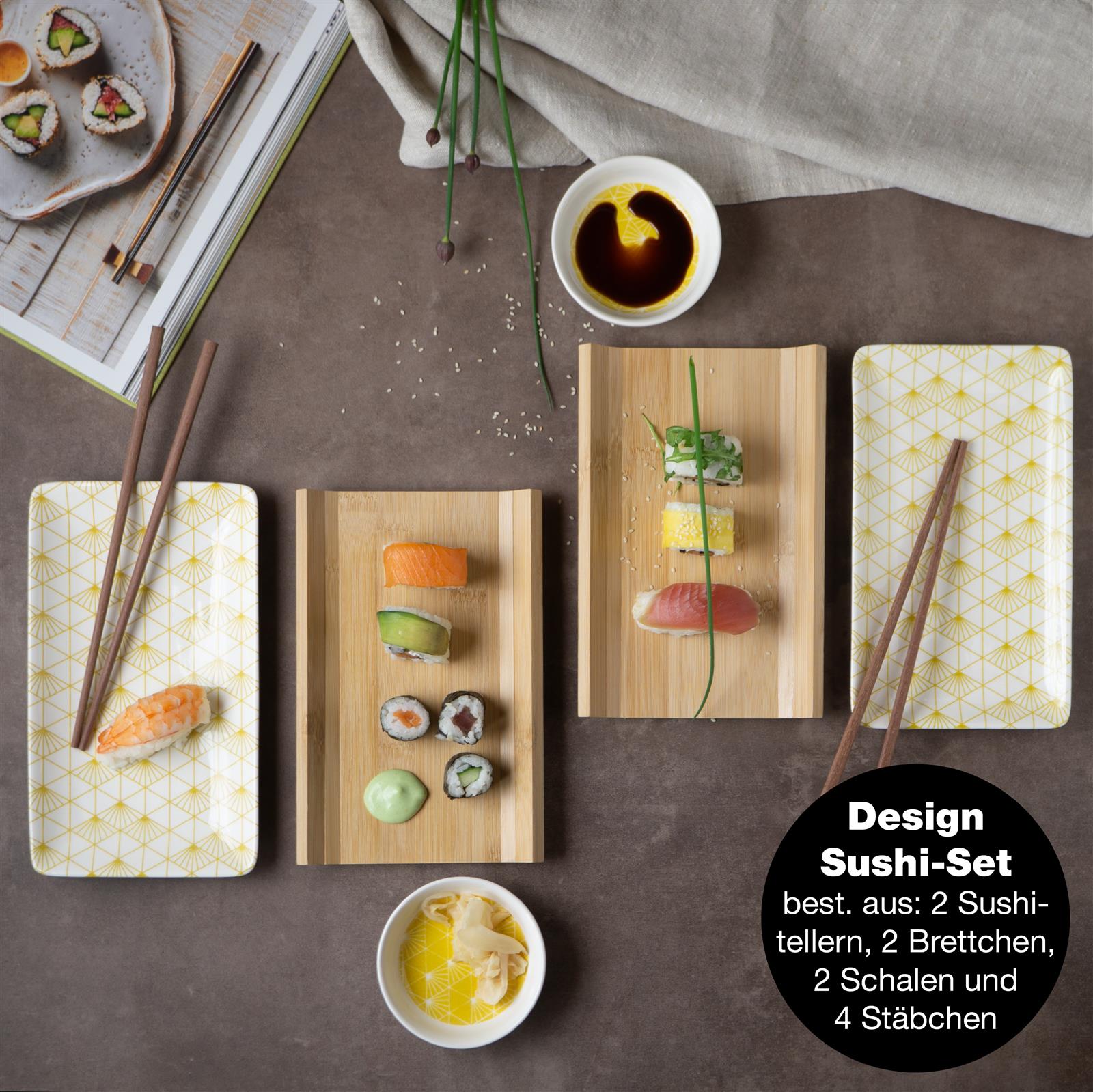 Sushi Set 10tlg gelbe Strahlen