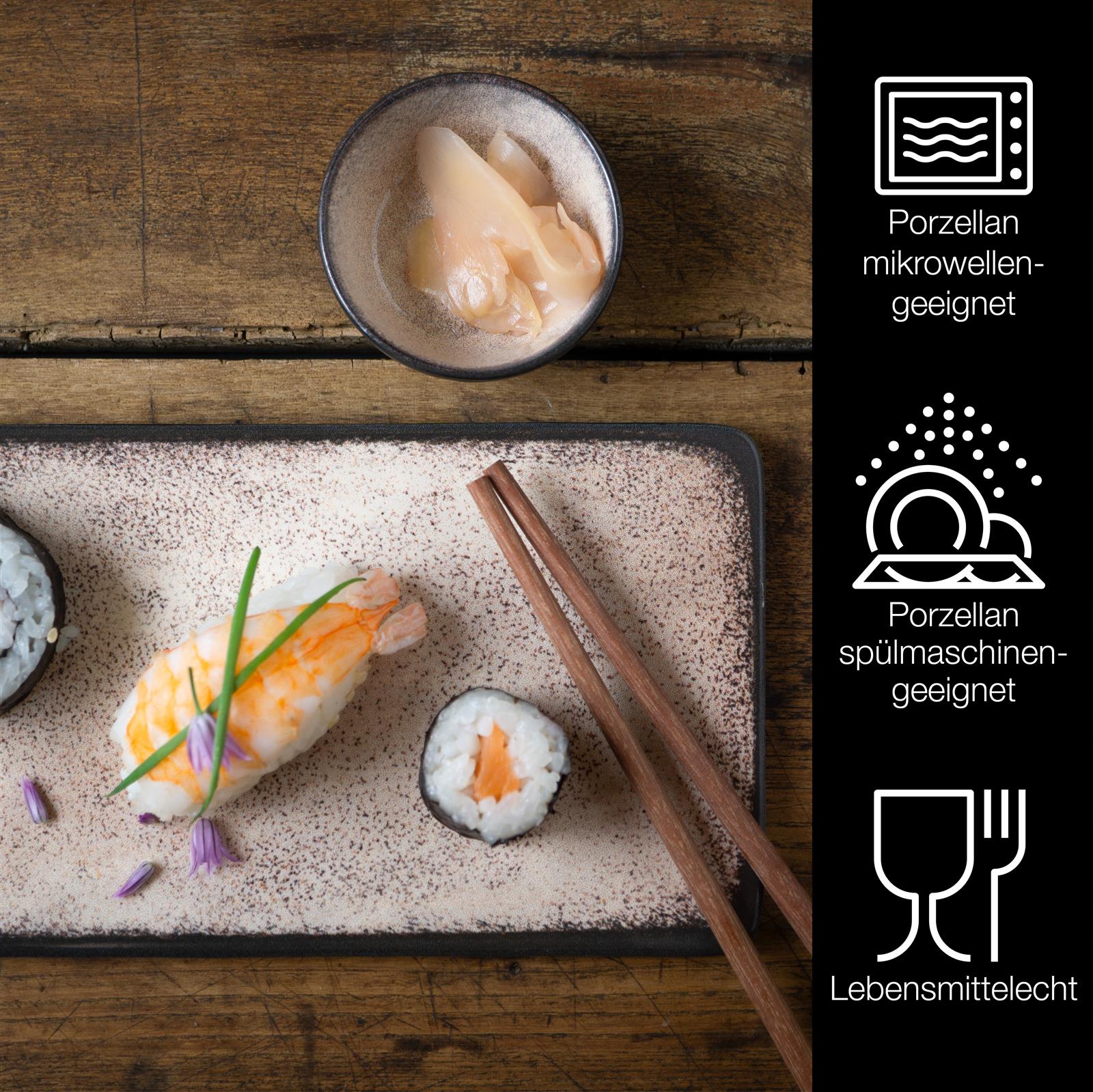 VIDA 10tlg Sushi Teller beige Asia Geschirr Set