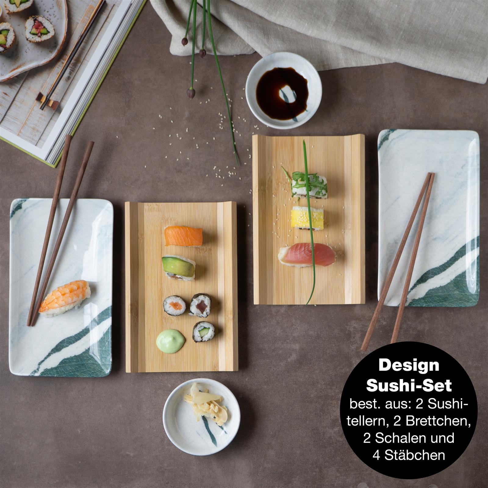 Sushi Set 10tlg Marmor grün / weiß