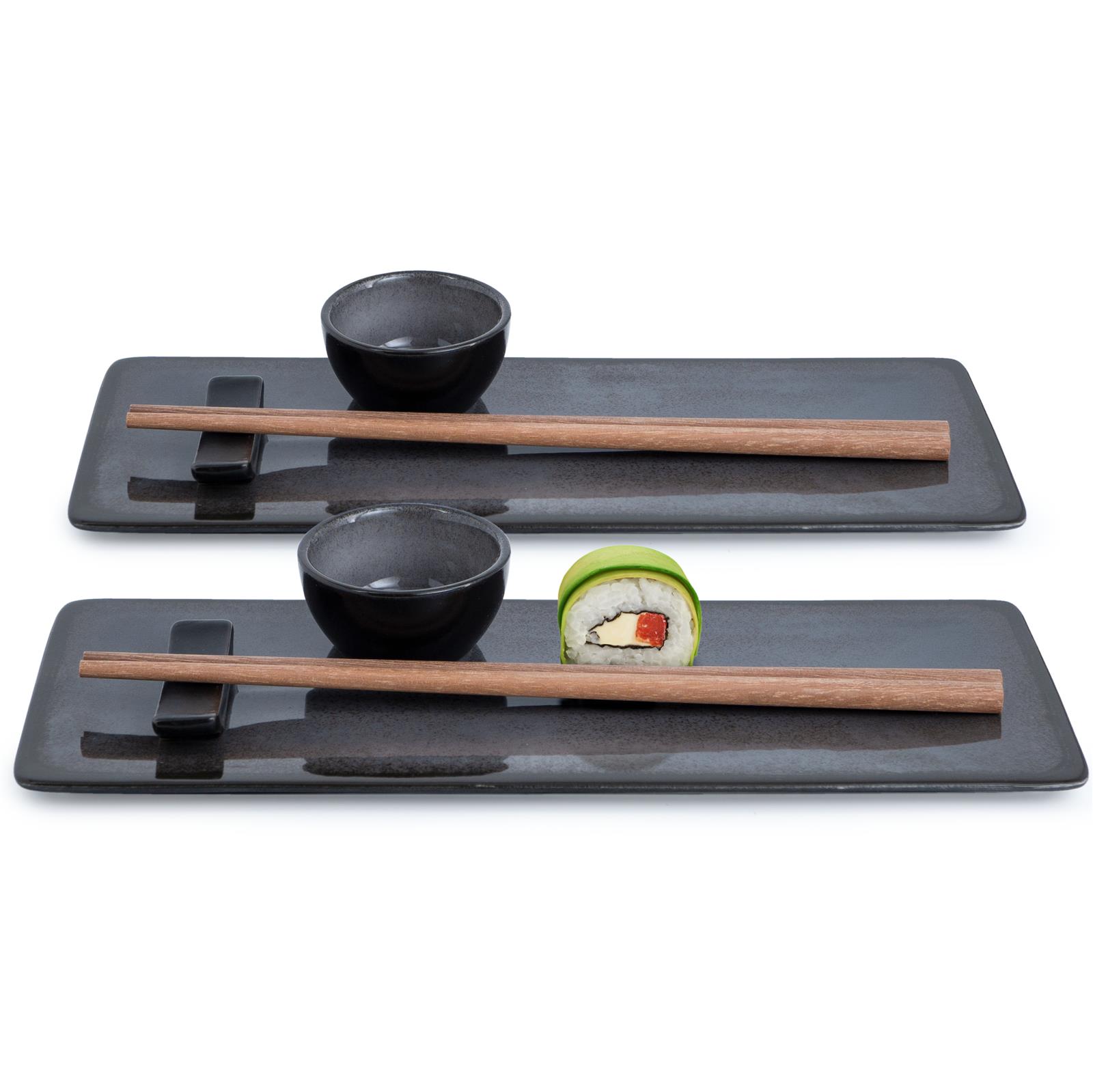 VIDA 10tlg Sushi Teller anthrazit Asia Geschirr Set