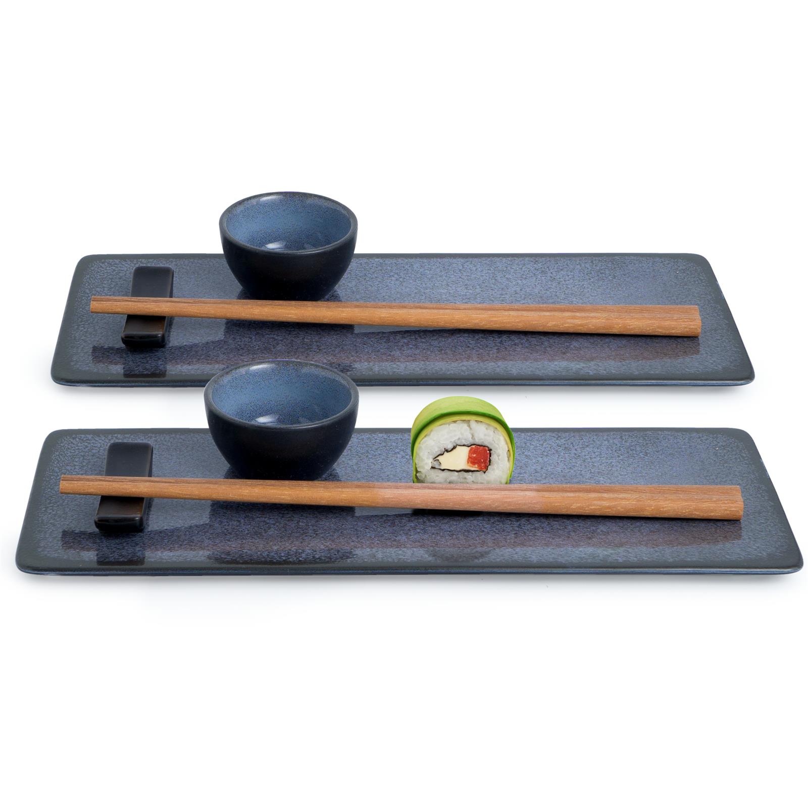 VIDA 10tlg Sushi Teller blau Asia Geschirr Set
