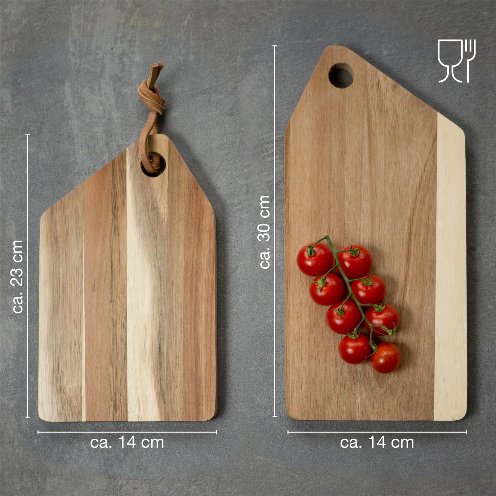 2x Frühstücksbrettchen Holz – 30 x 14 und 23 x 14 cm