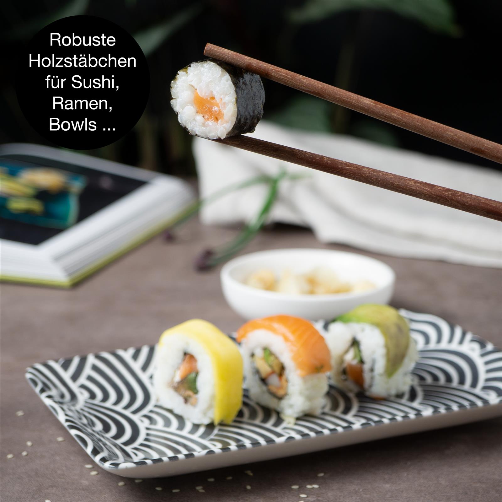 Sushi Set 10tlg schwarze Bögen