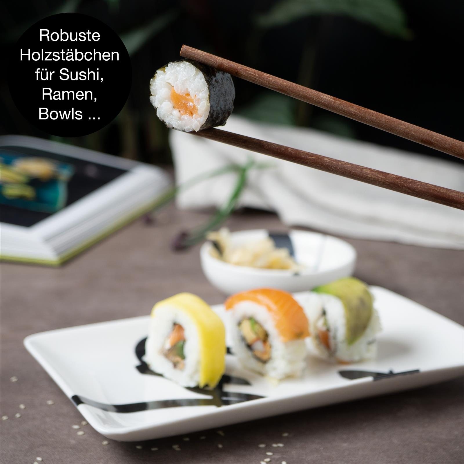 Sushi Set 10tlg Pinselschrift schwarz