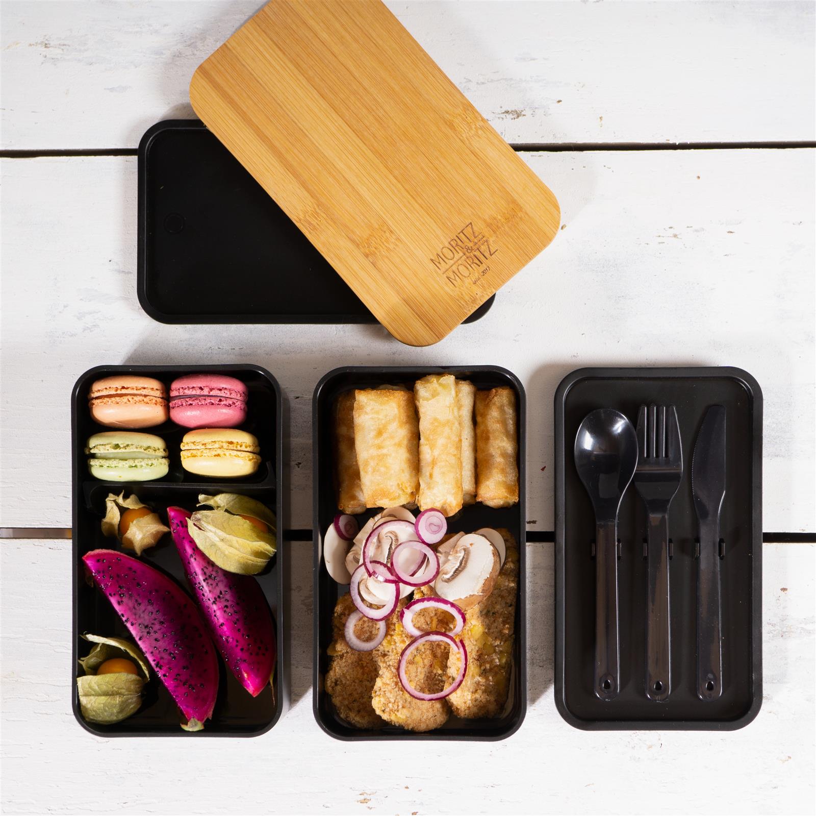 Bento Box schwarz – Brotdose mit Fächern
