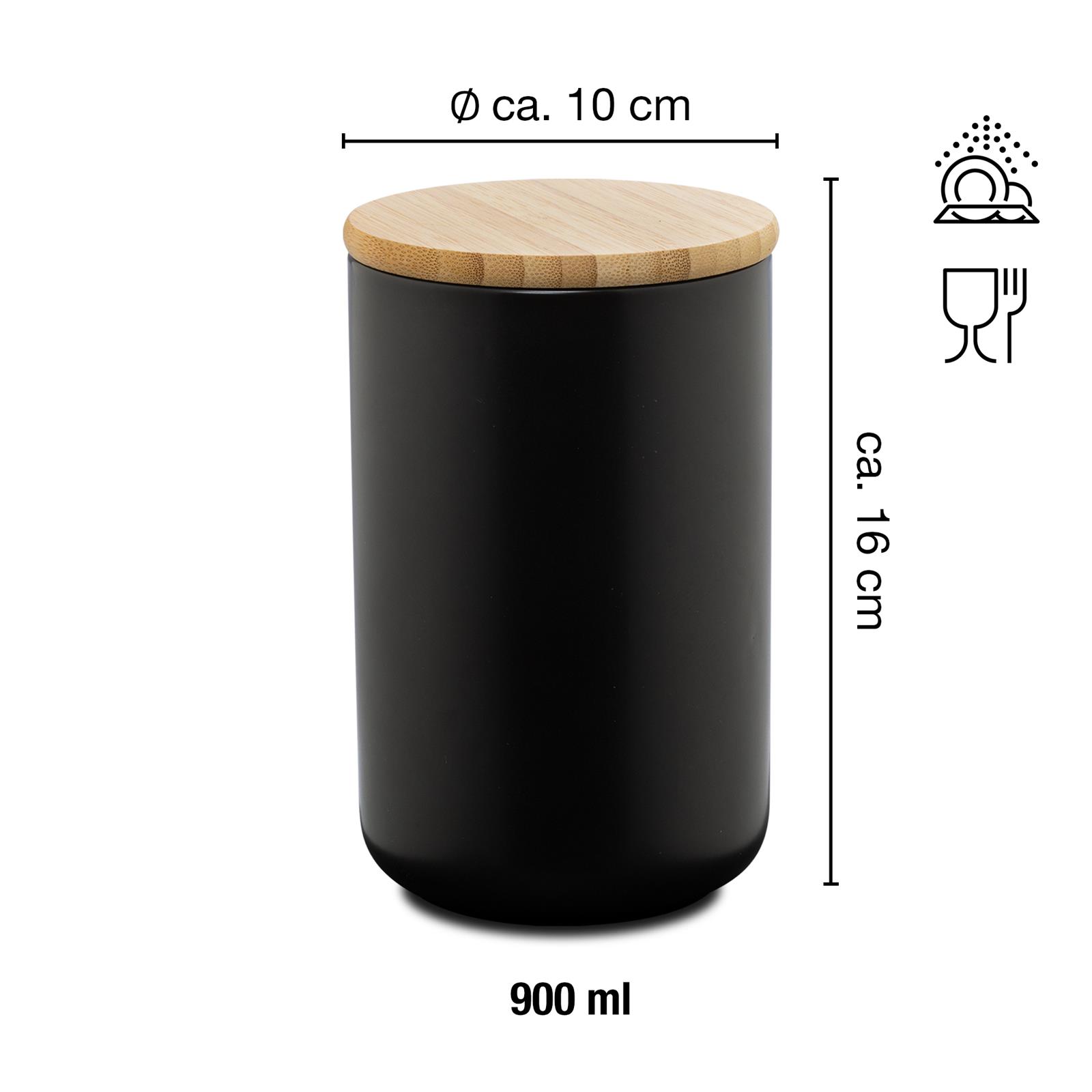 Keramik Becher groß mit Bambusdeckel schwarz