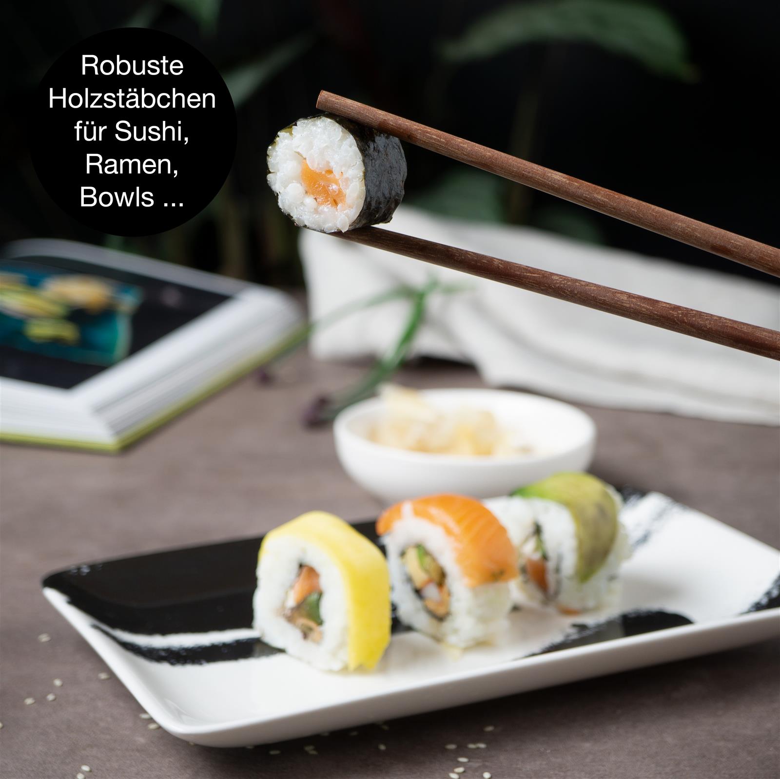 Sushi Set 10tlg Pinselstriche schwarz