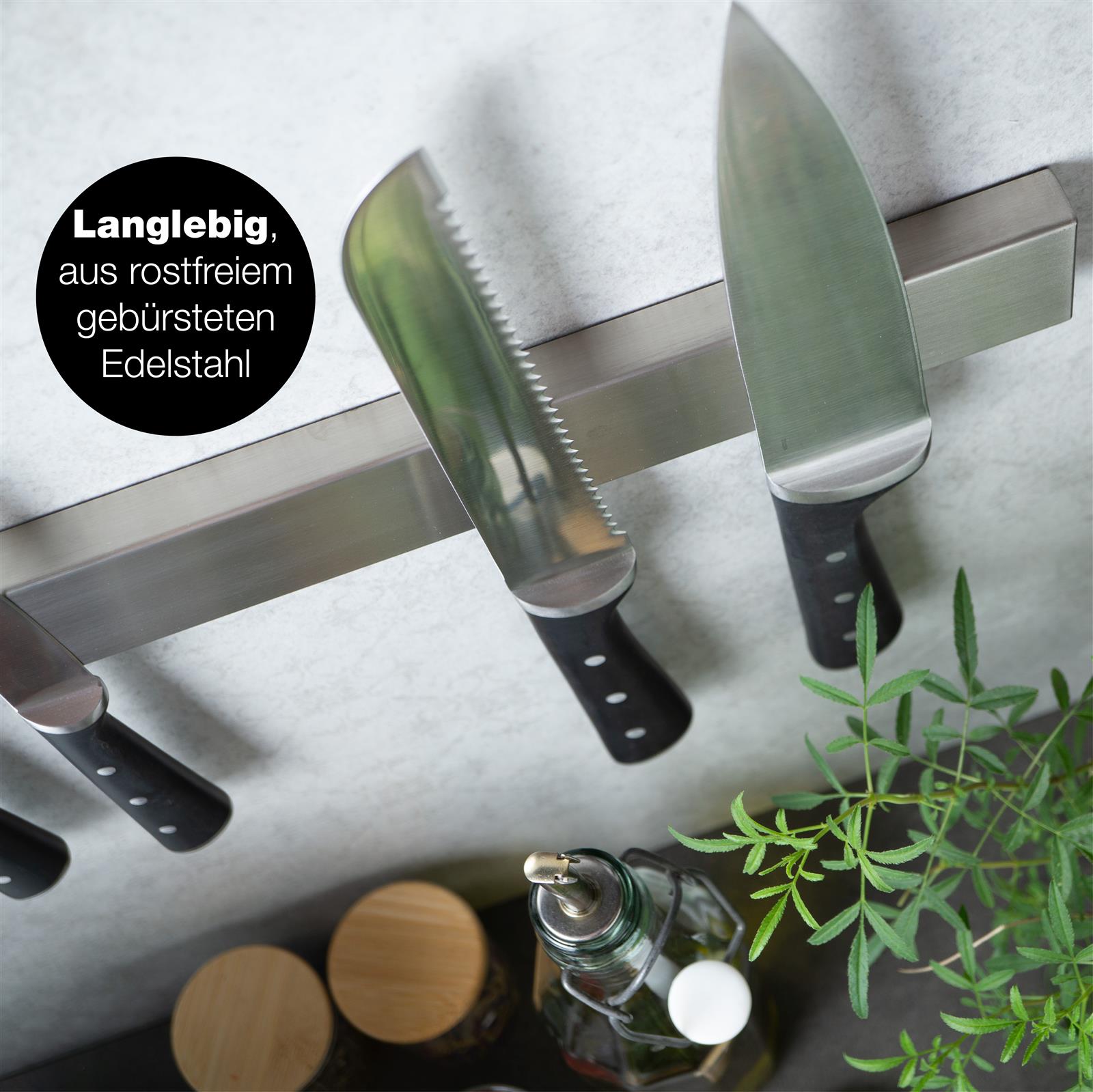 Magnetleiste für Messer Universal–Schiene – Edelstahl 40 cm